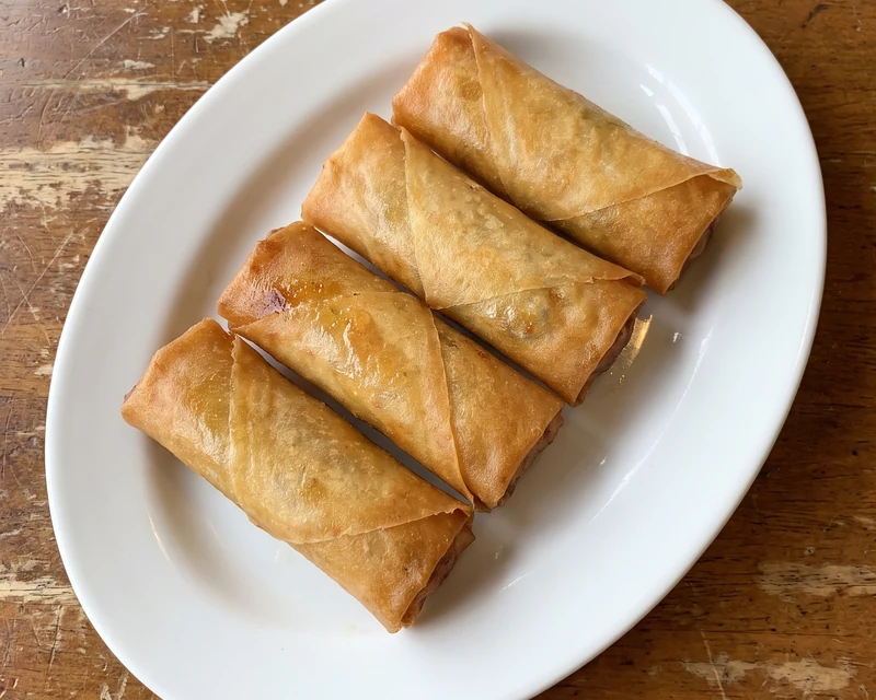 Vegetable spring rolls at New China Kitchen, Chinese restaurant near Saint Anne's Road, Winnipeg